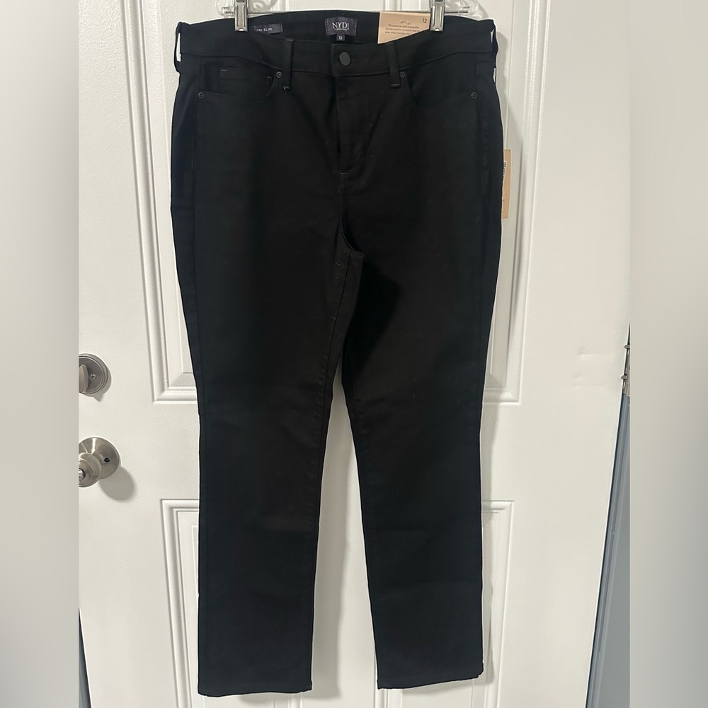 NYDJ Women's Black Sheri Slim Jeans, Lift Tuck, Size 12, NWT